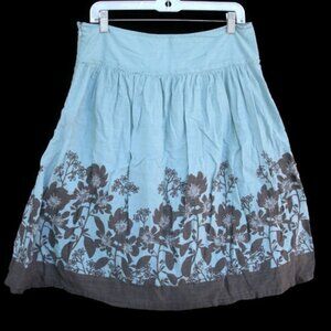 Hillard & Hanson Blue and Brown Skirt Womens Size 8